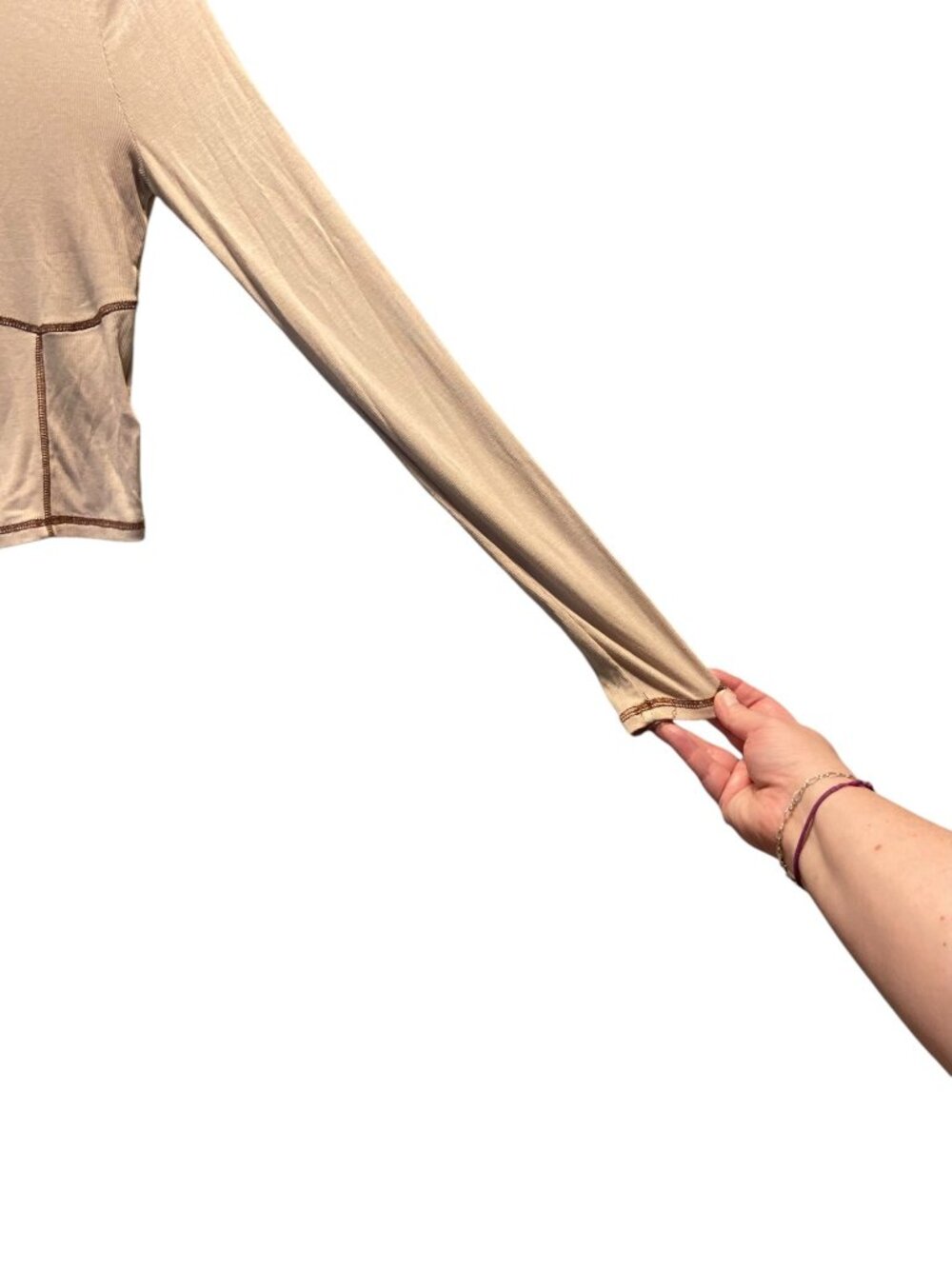Aritzia Sunday Best Corset Stitch Crop Top Beige Size S Neutral Casual Y2K Retro - Picture 9 of 12
